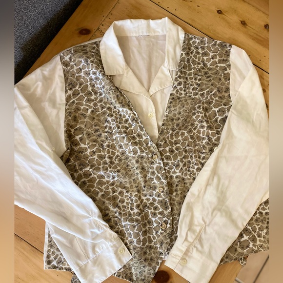 Cream Button Up with Faux Attached Vest - Picture 3 of 5